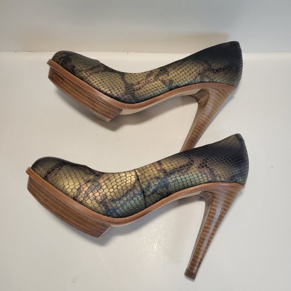 ELAINE TURNER  Size 9 Snakeskin Platform Stiletto 5" Heel Round Closed Toe - Picture 7 of 10